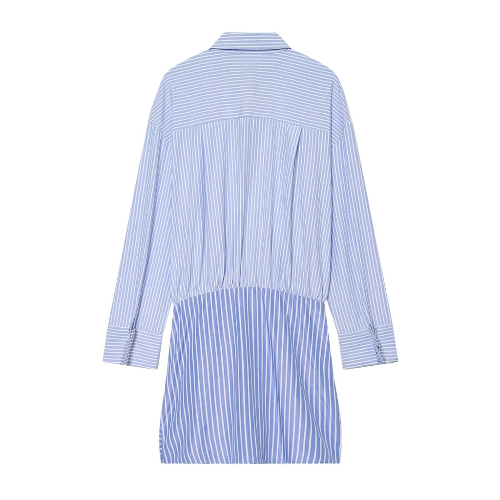 Women's knot decoration striped shirt style dress