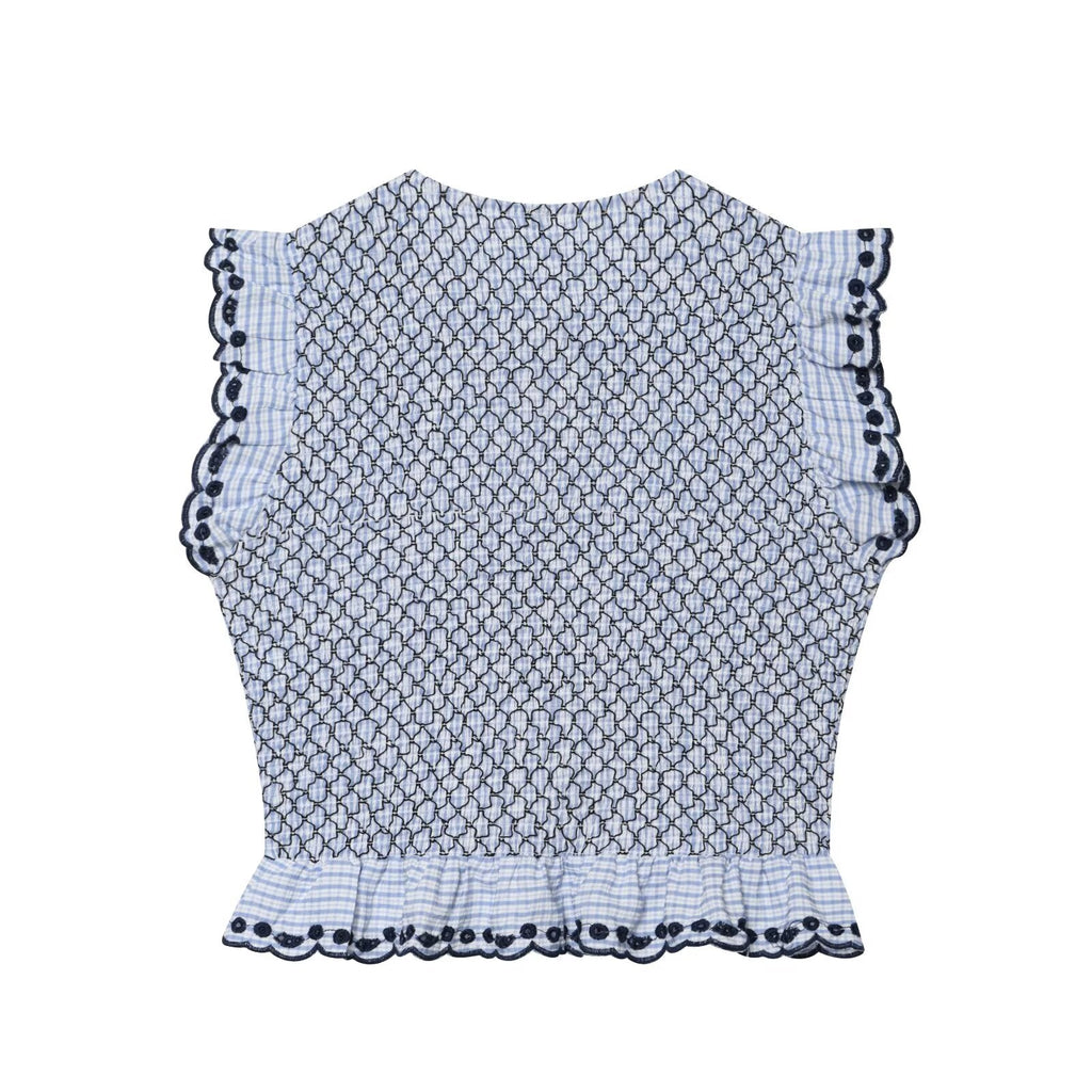 suit Women's 2 pieces embroidered checkered MIDI skirt + tops
