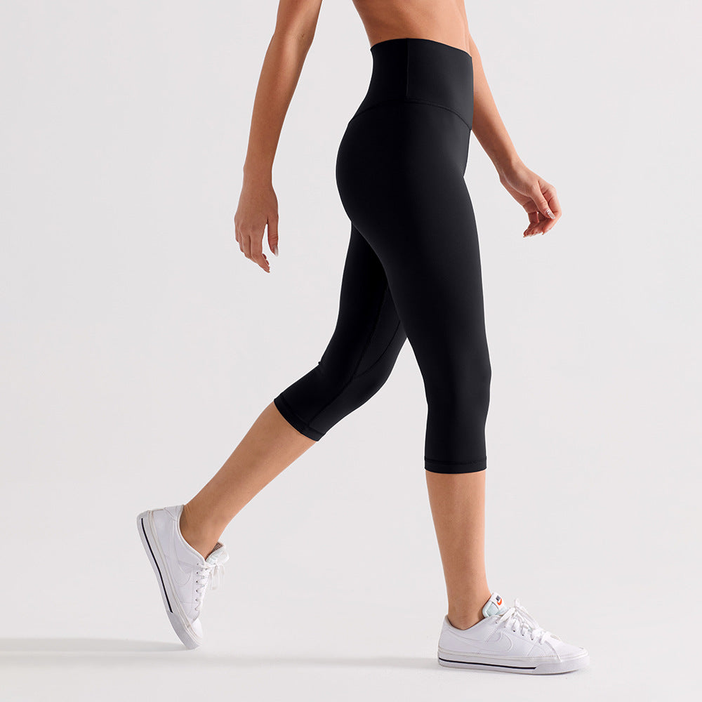 2026 women's new nude sanding yoga pants tight cropped pants
