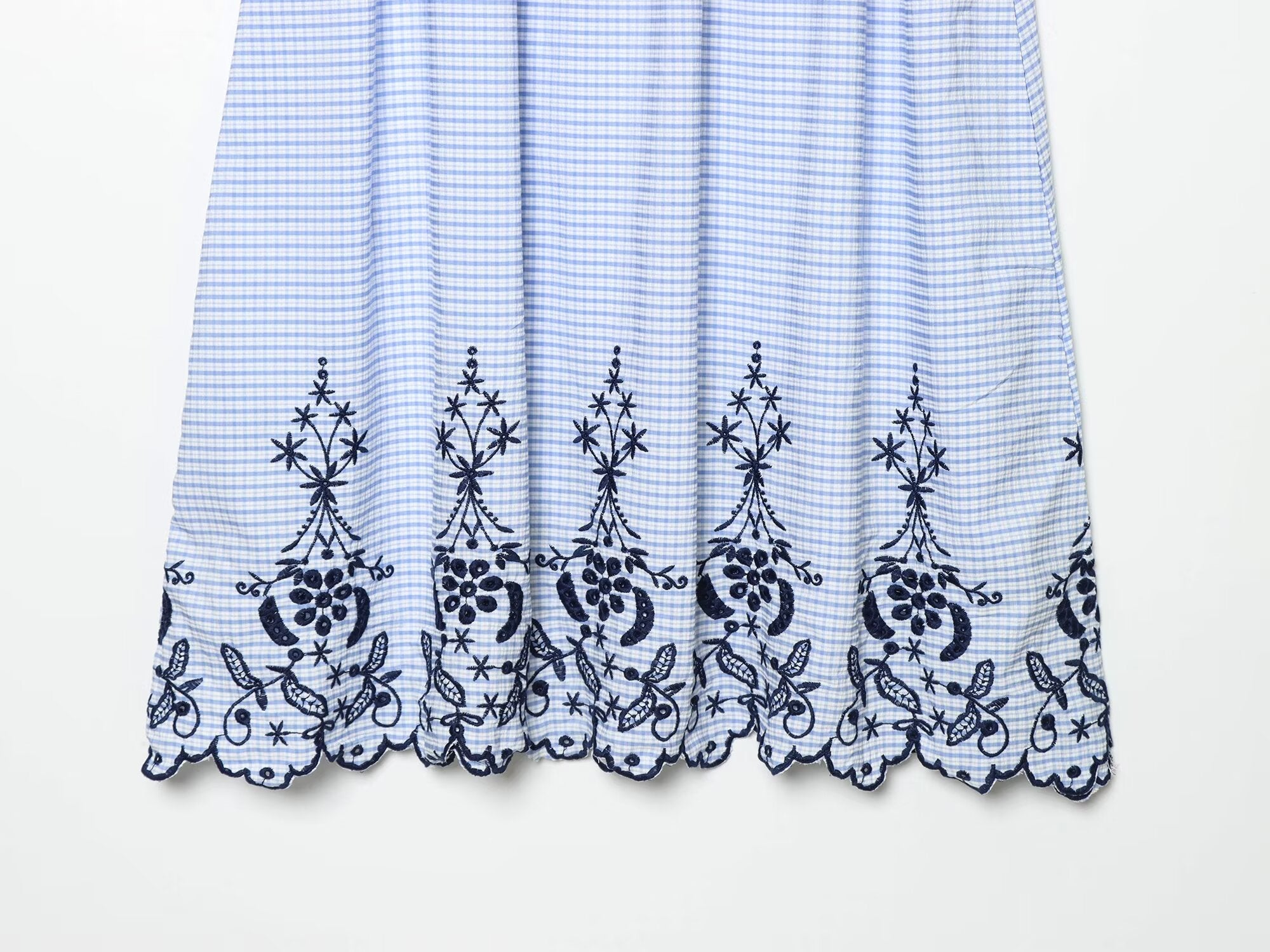 suit Women's 2 pieces embroidered checkered MIDI skirt + tops