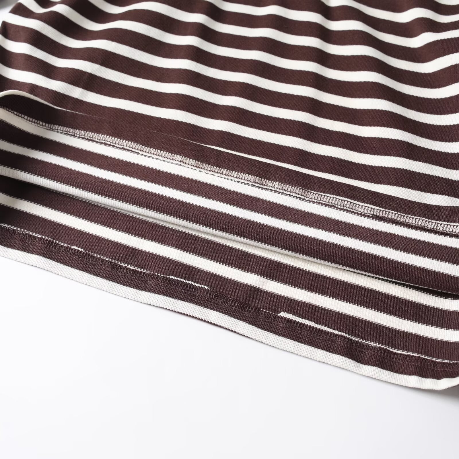 Women's new fashion long sleeved cotton striped knitted top