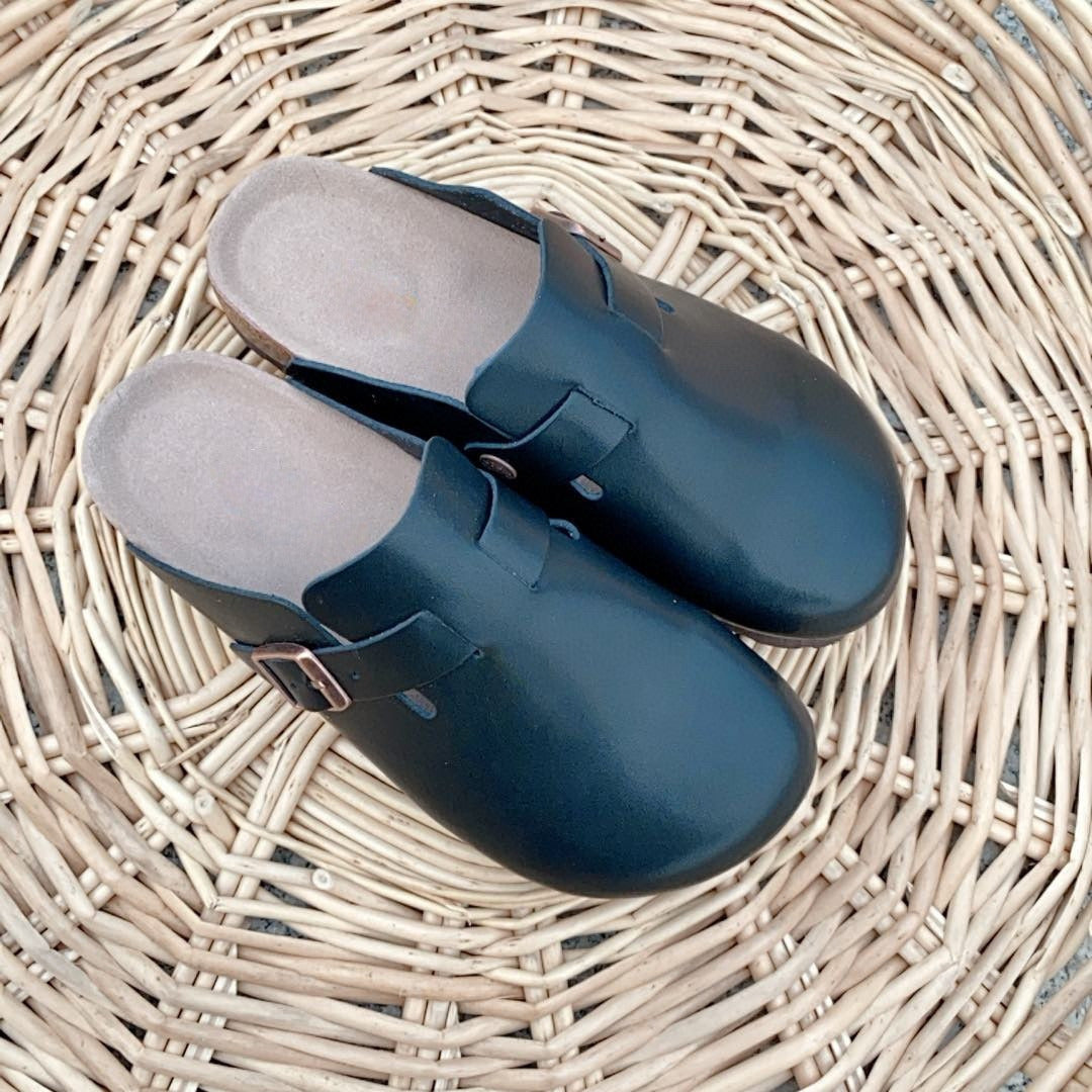 Men's and women's half-trailer vintage cork platform sandals and slippers.