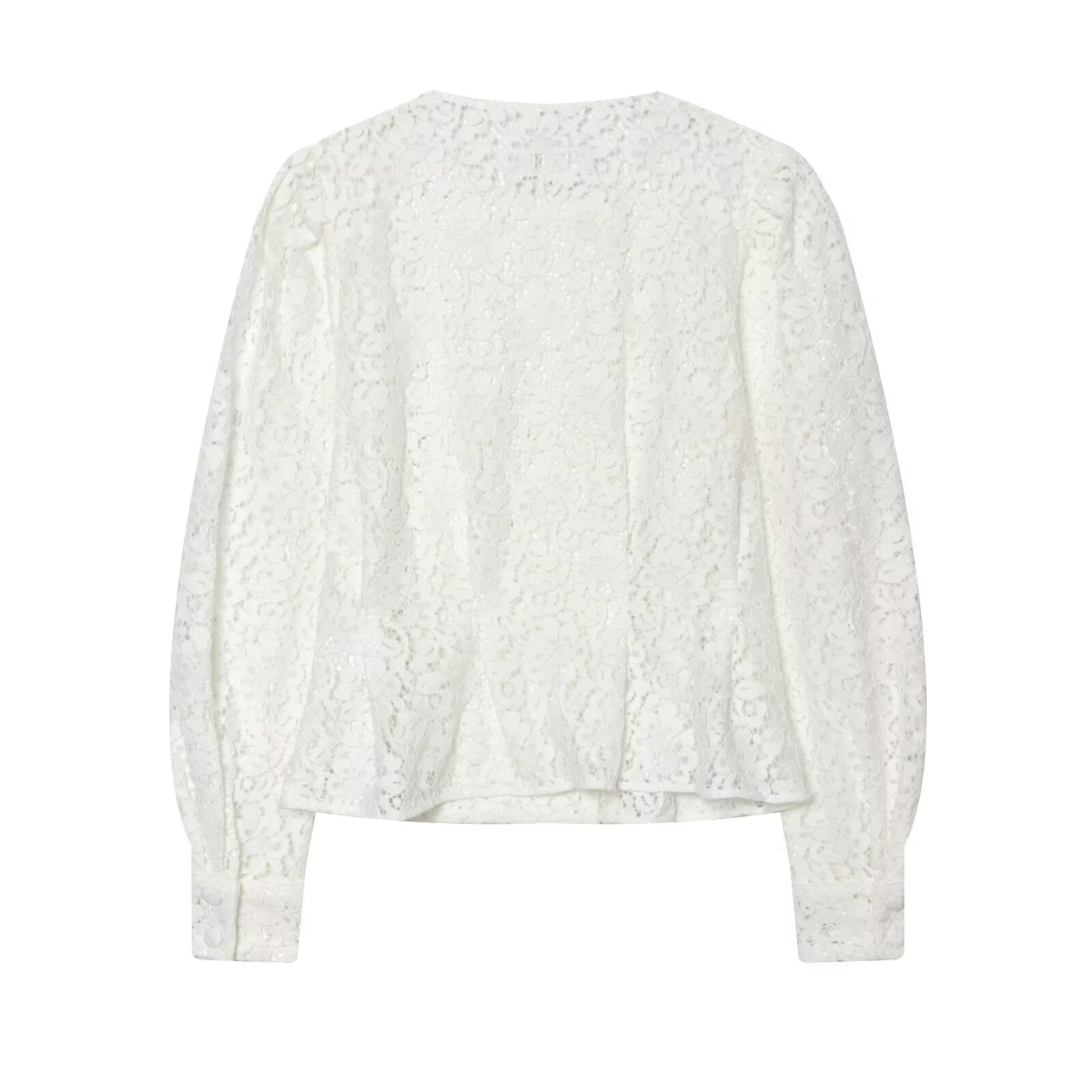 Women's lace O Neck double breasted Coat
