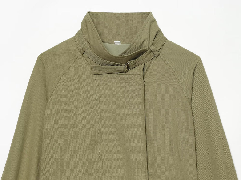 Women's With Belt stand collar jacket Coat