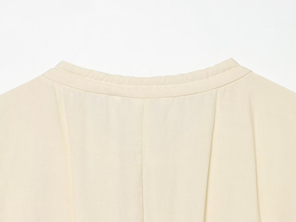 Women's long sleeved round neck pleated dress