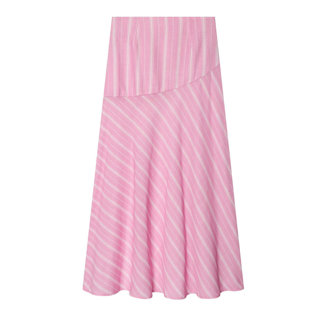 suit Women's 2 pieces loose linen blended striped shirt+Skirts