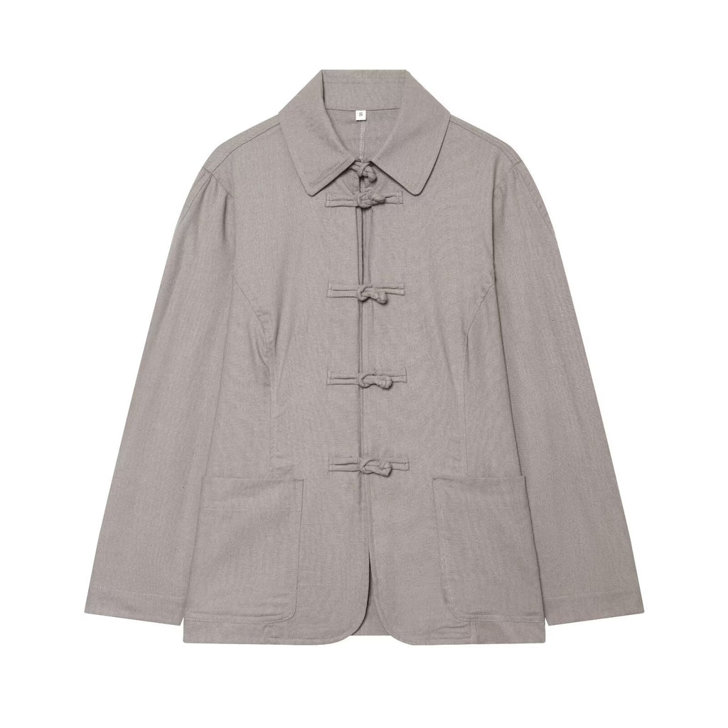 suit Women's 2 pieces rope knot buckle Lapel Coat+balloon shaped pants