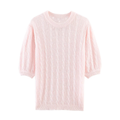 Women's O Neck short sleeved hollow knit sweater