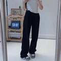 Women's new casual Joker drawstring design loose plus velvet straight pants