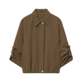 Women's rolled up sleeve design pilot jacket Coat