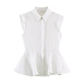 Women's New Fashion Flax Lapel Button Shirt
