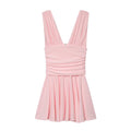 Women's pleated decorative sleeveless mini dress