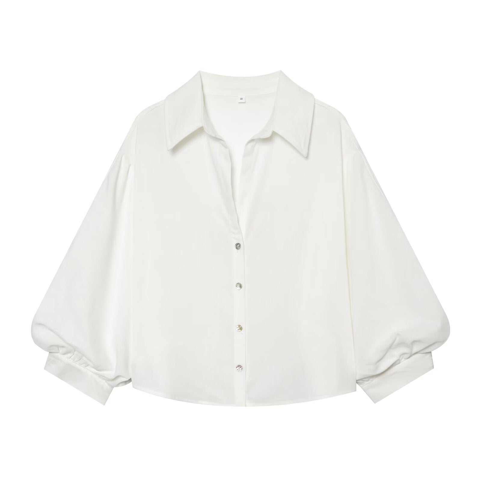 Women's linen blended bubble sleeve shirt