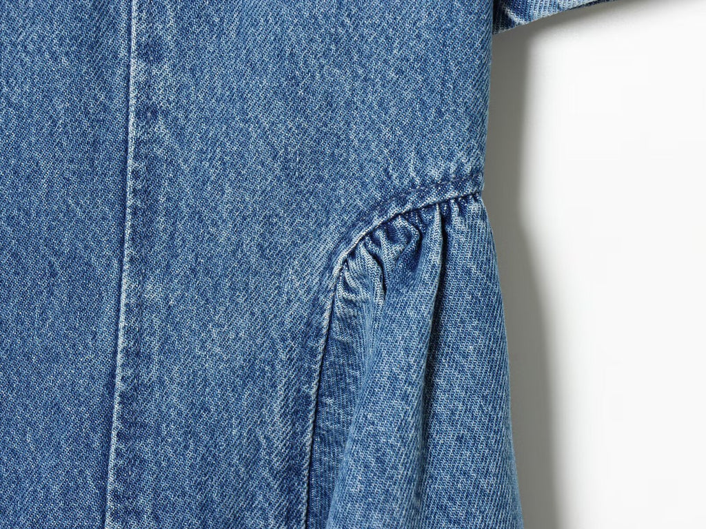 Women's flared skirt hem backless denim dress