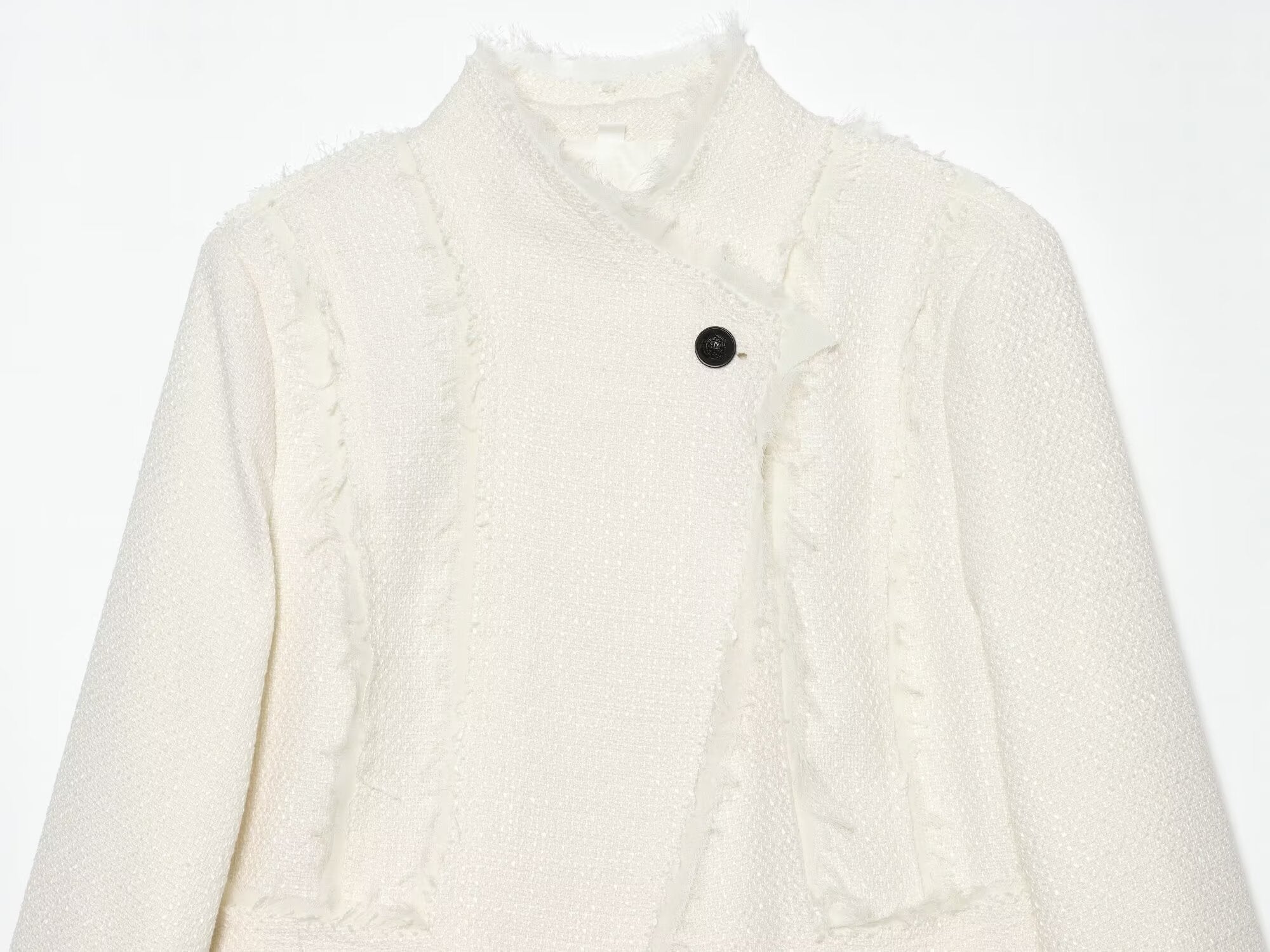 Women's Hairy edge decorative stand collar Blazer Coat