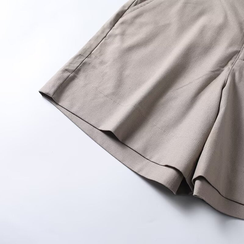 Women's casual straight linen blended shorts