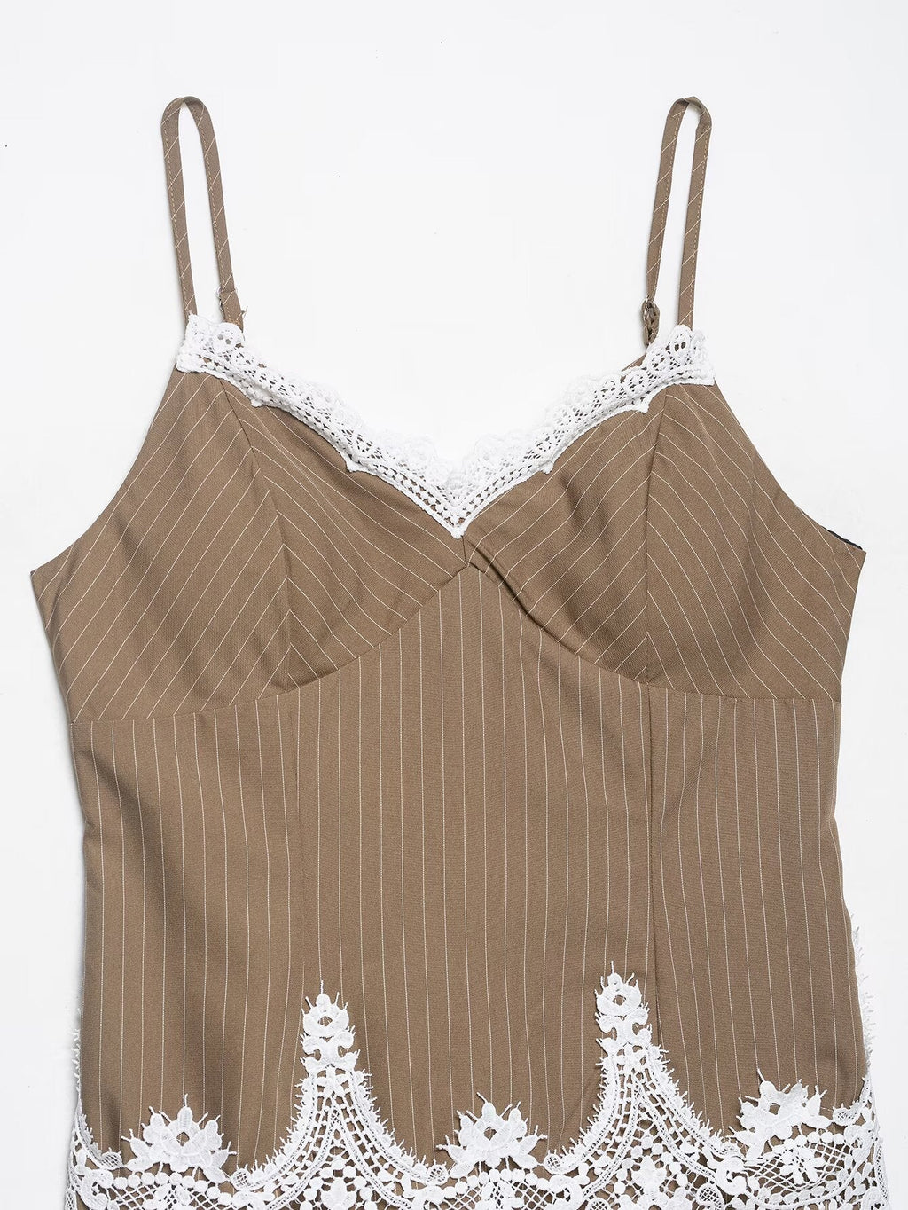 Women's lace patchwork suspender MIDI dress