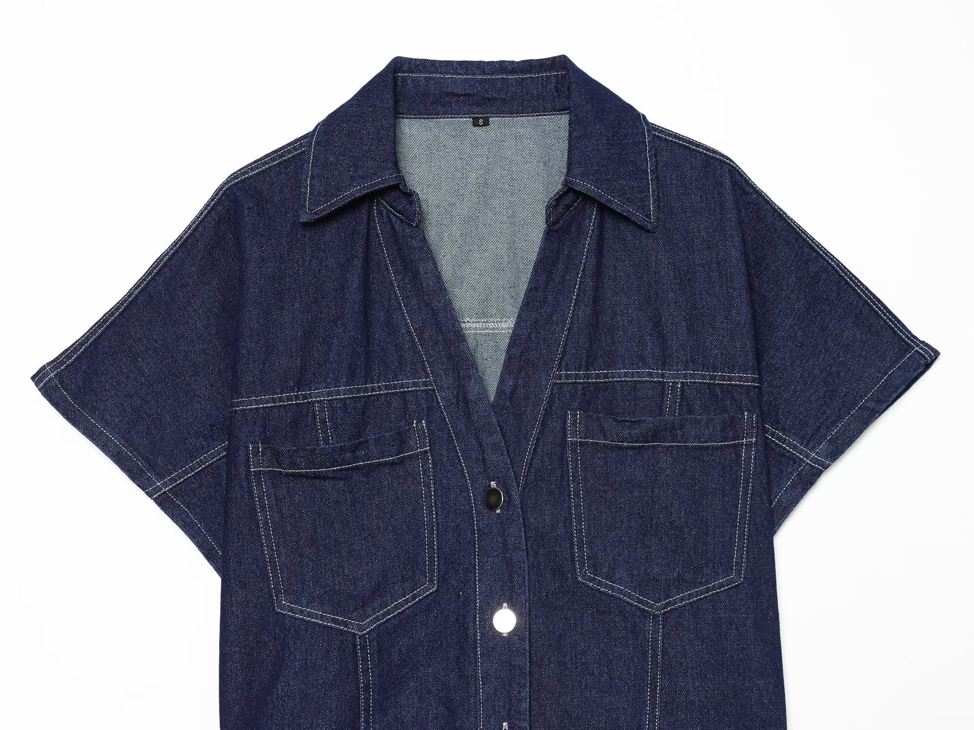 suit Women's 2 pieces casual short denim shirt+culottes