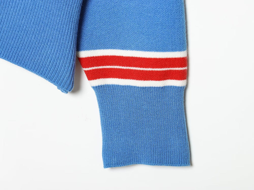 Women's casual striped knitted polo shirt