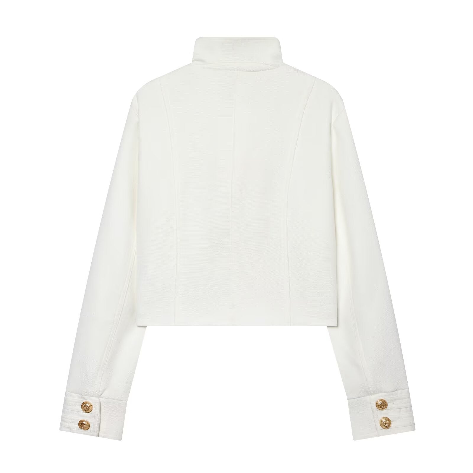Women's standing collar double breasted short jacket