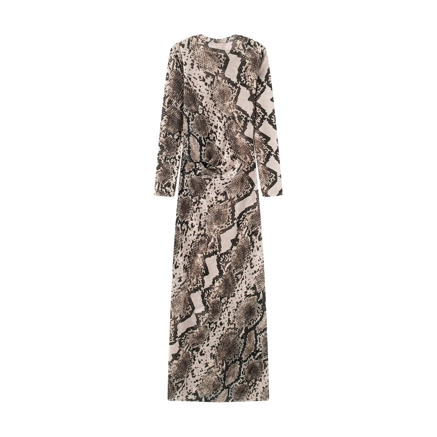 Women's animal print mesh Midi dress