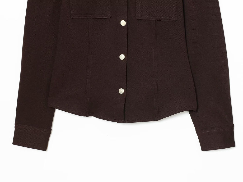 Women's 2 pieces slim single breasted crepe shirt+Pants