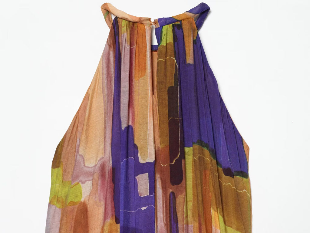 Women's asymmetric hem printed dress