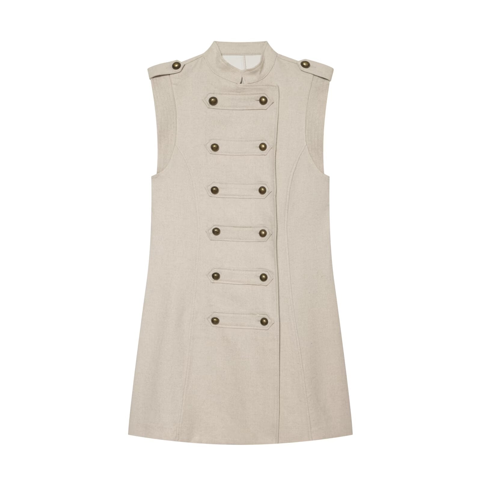 Women's rope knot buckle linen blended mini dress
