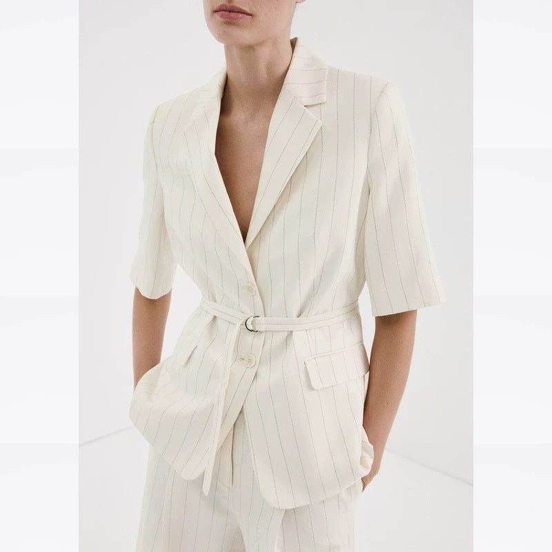 suit Women's 2 pieces five quarter sleeve lace up  Blazer Coat+shorts