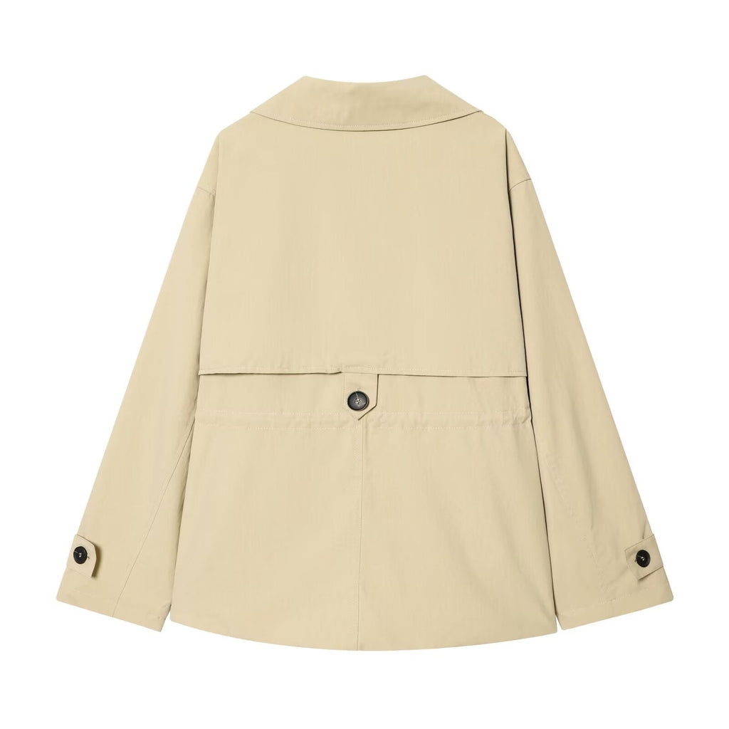 Women's adjustable waist short windbreaker Coat