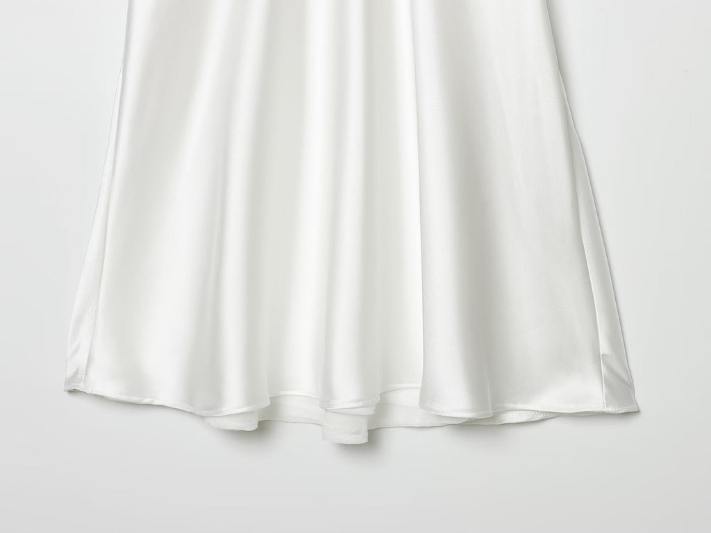 Women's opening design satin texture mini dress