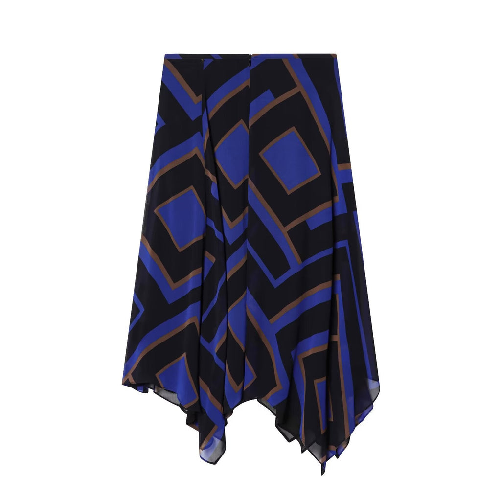 2026 Women's printed asymmetrical MIDI skirt