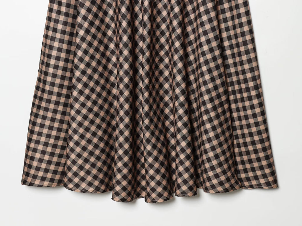 Women's lace decorative plaid MIDI skirt