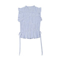 Women's lace up decorative elastic striped top
