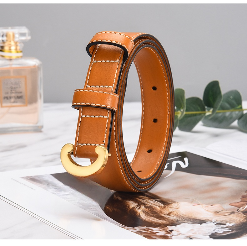 Women's New Casual Joker Multicolor Leather Vacuum Plating Vintage Bronze Buckle Buckle Belt. With box