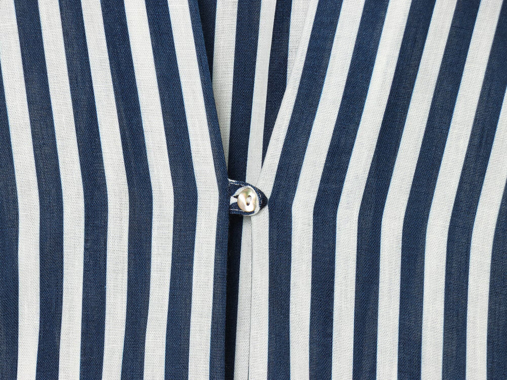 Women's bubble sleeve linen striped shirt
