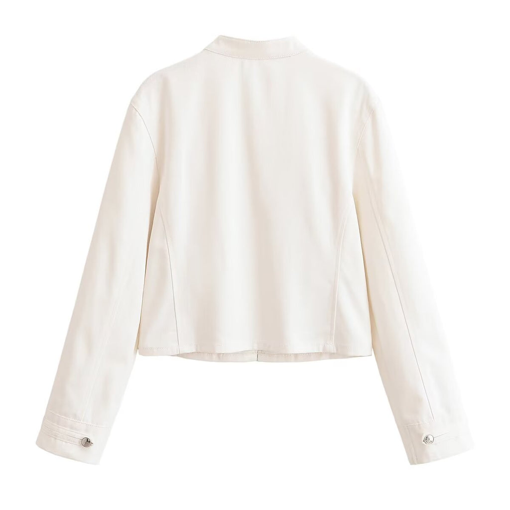 Women's buckle decoration short denim Coat