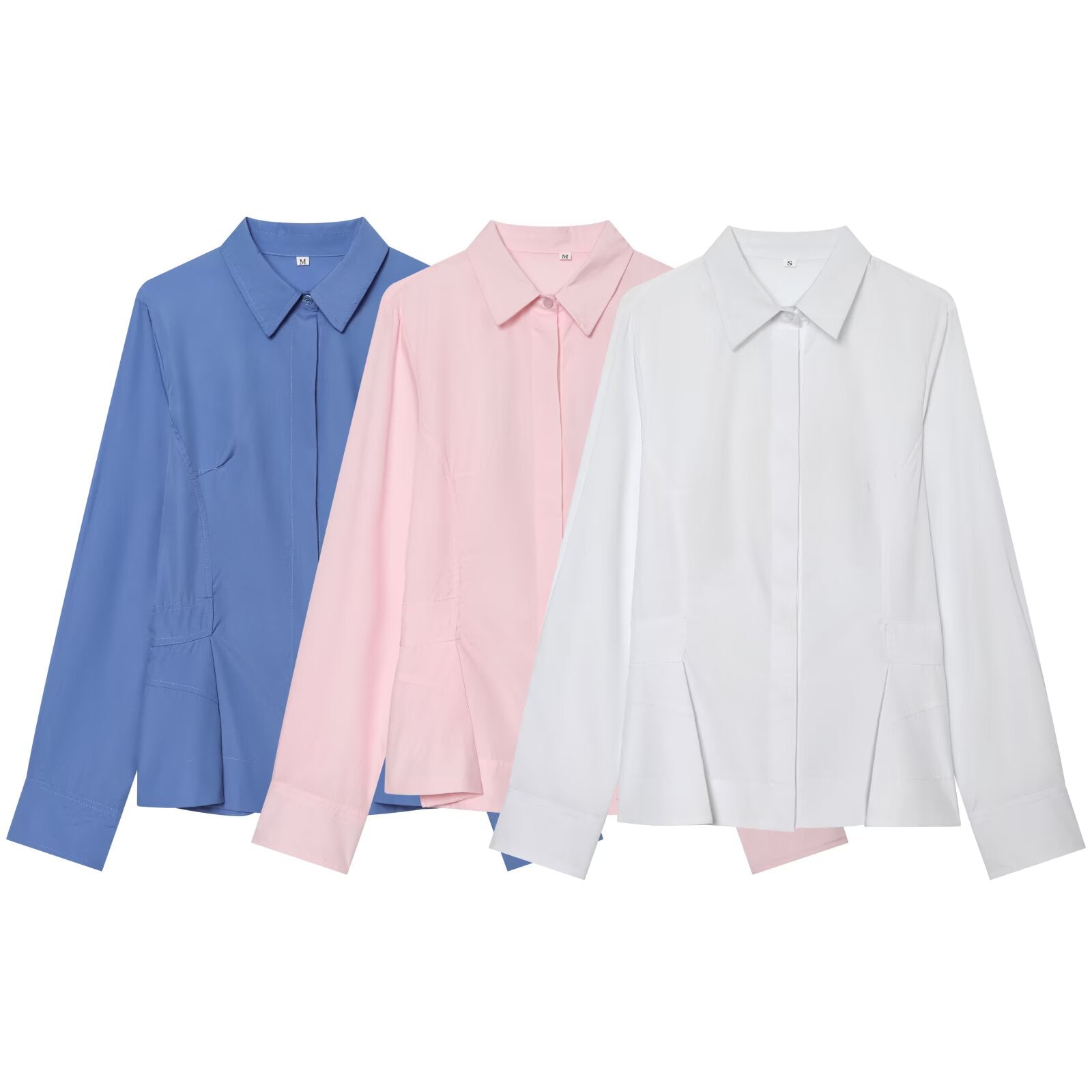Women's short skirt style hemline poplin shirt
