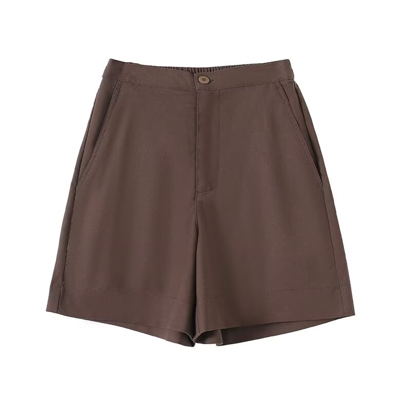 Women's casual straight linen blended shorts