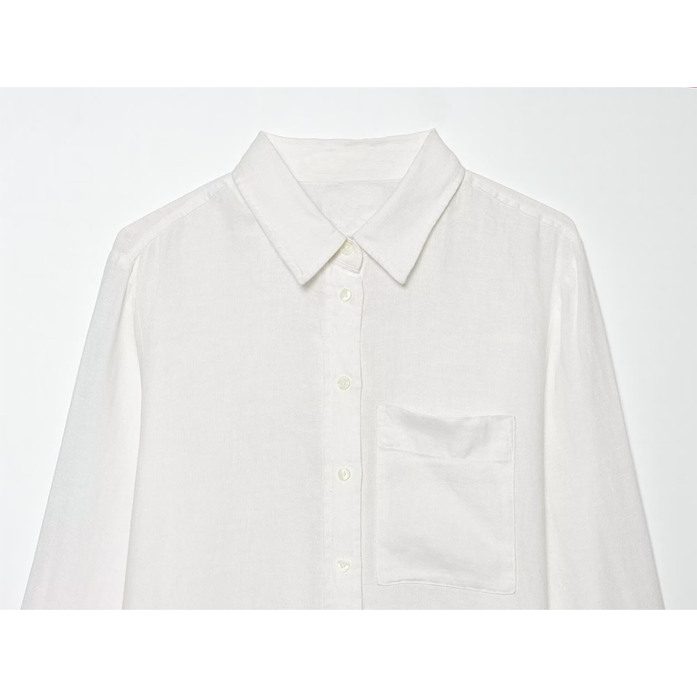 Women's linen blended linen long sleeved shirt