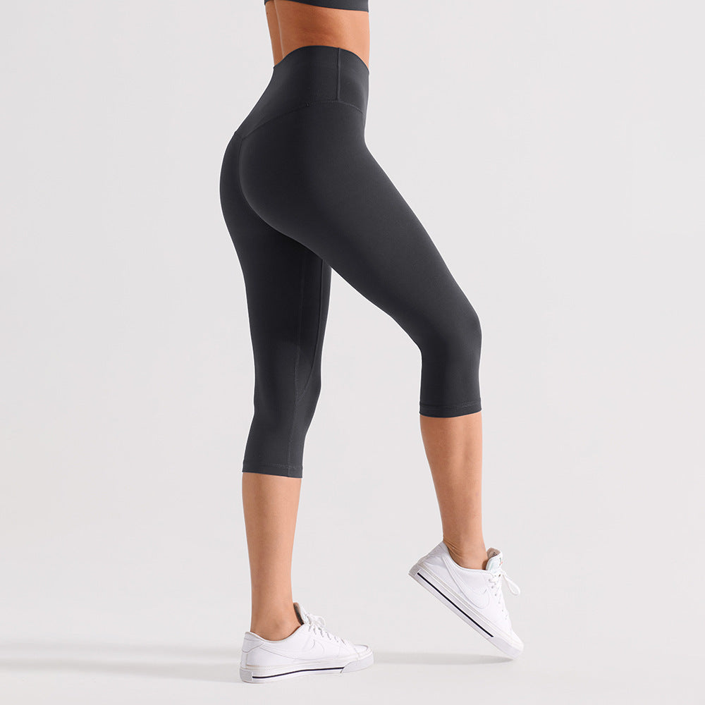 2026 women's new nude sanding yoga pants tight cropped pants
