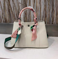 Women's New Leather Lychee Handbag Large Capacity Silk Scarf Shoulder Slung Commuter Handbag