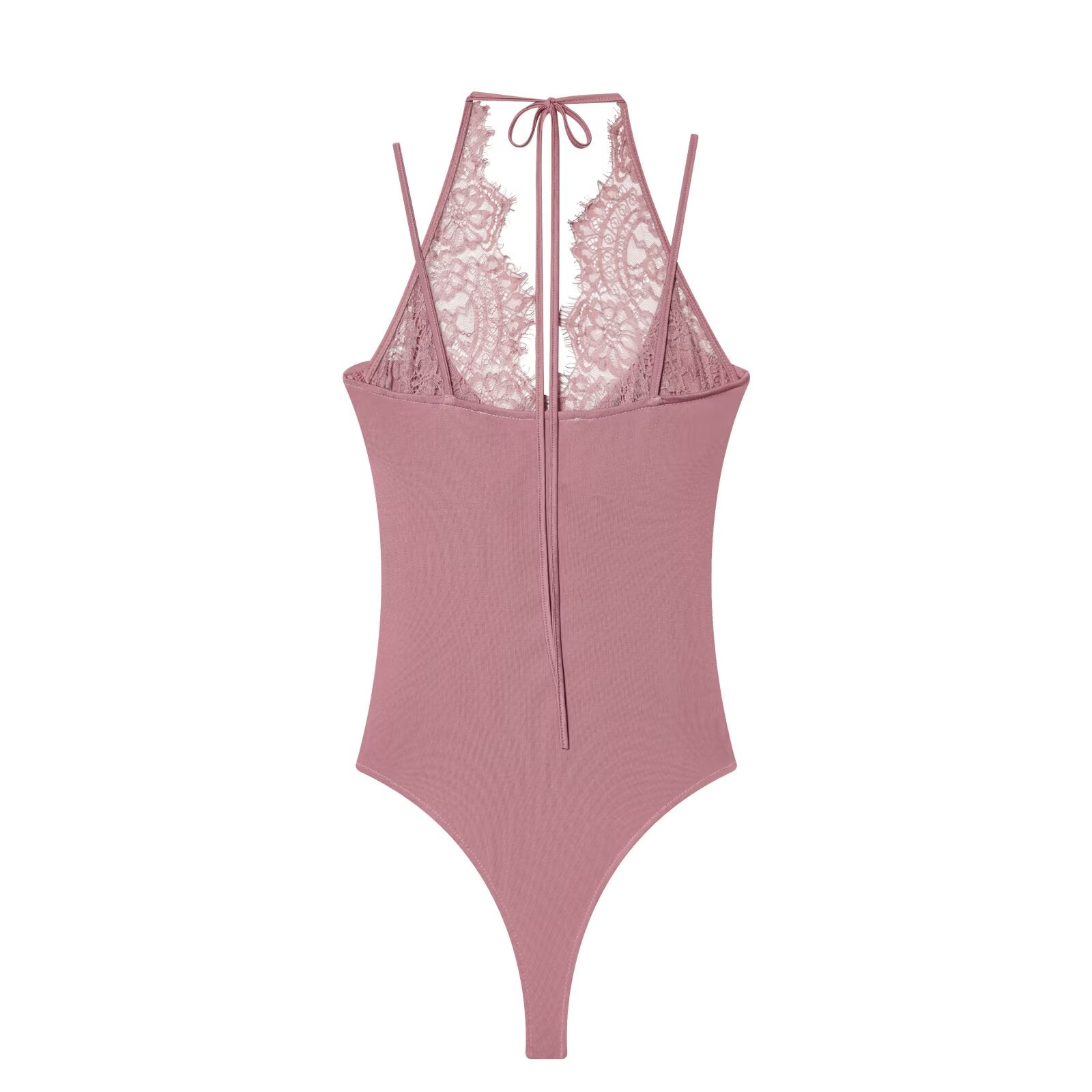 Women's patchwork lace halter neck jumpsuit