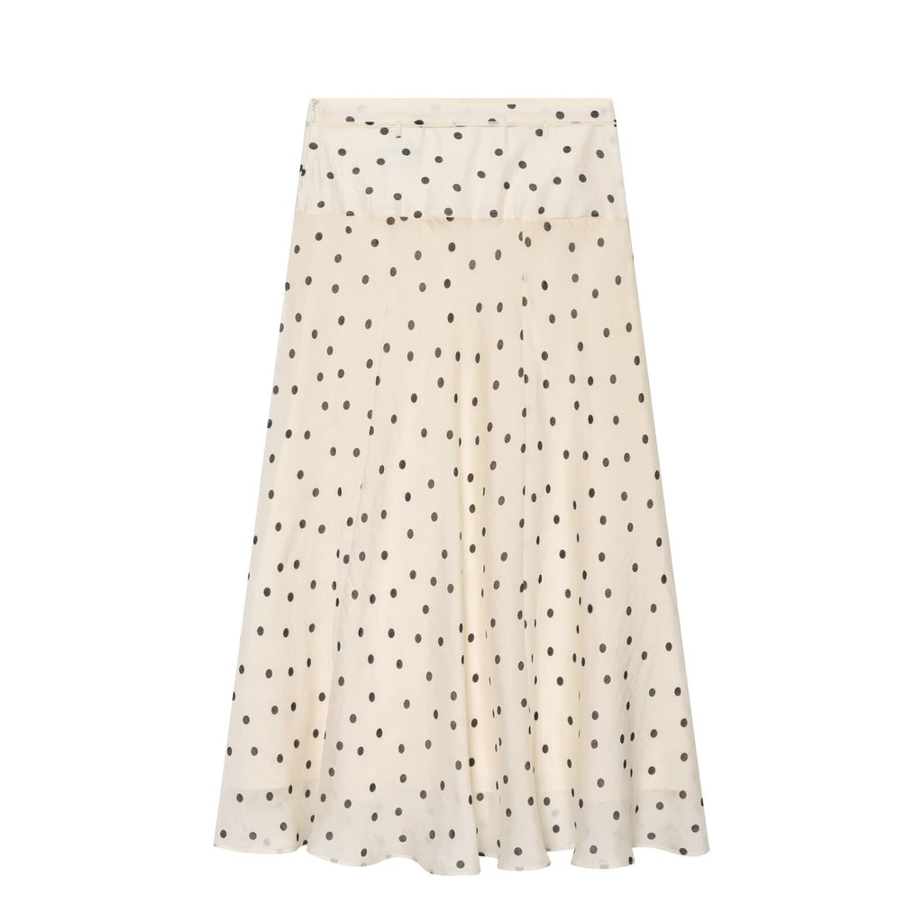 suit Women's 2 pieces polka dot lace up MIDI skirt+polka dot bow top