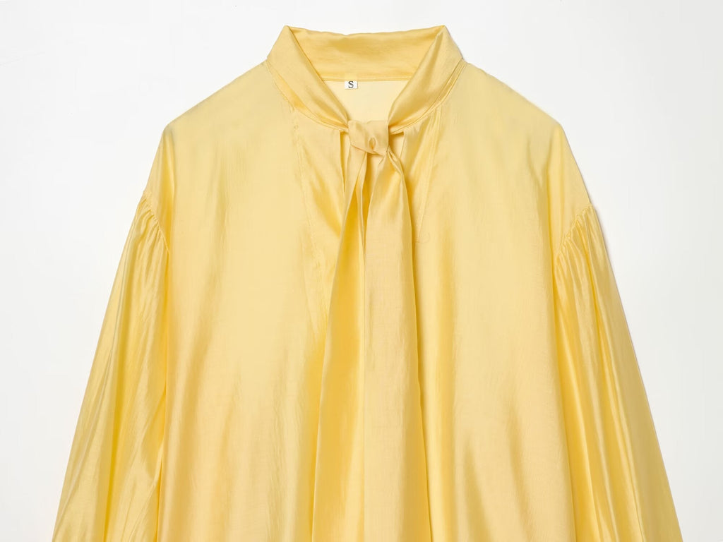 Women's scarf decoration casual satin textured shirt