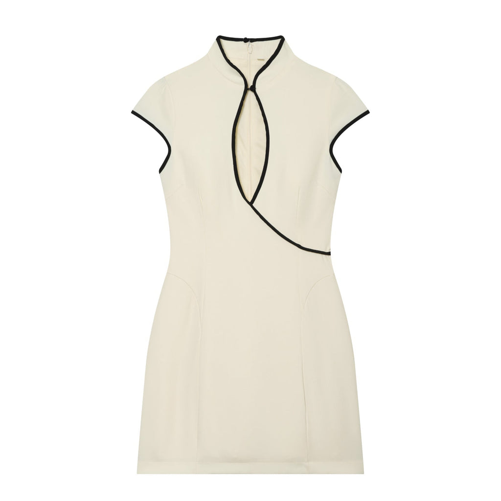 Women's contrasting color trimmed mini dress