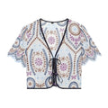 Women's hollowed out embroidered short top