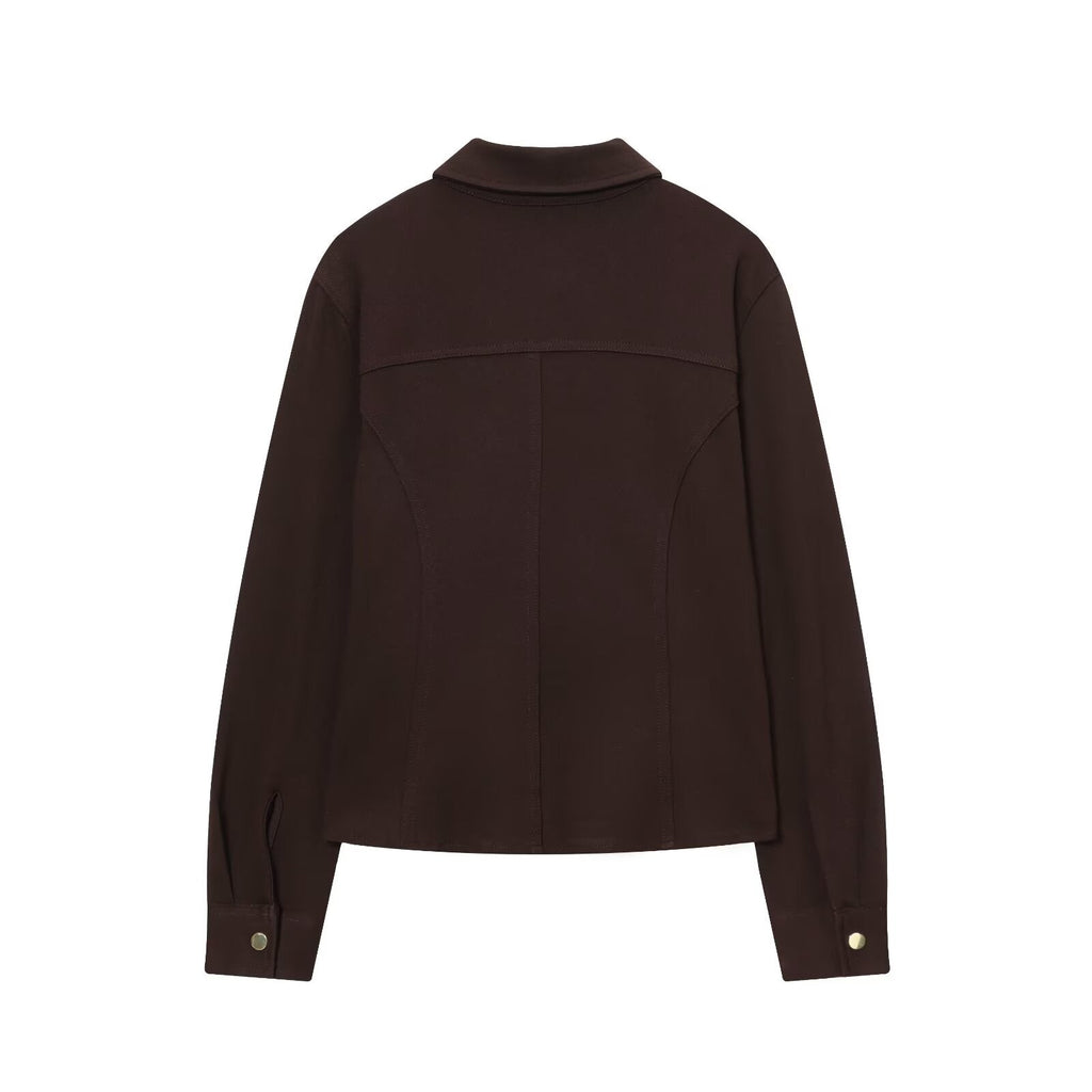 Women's 2 pieces slim single breasted crepe shirt+Pants