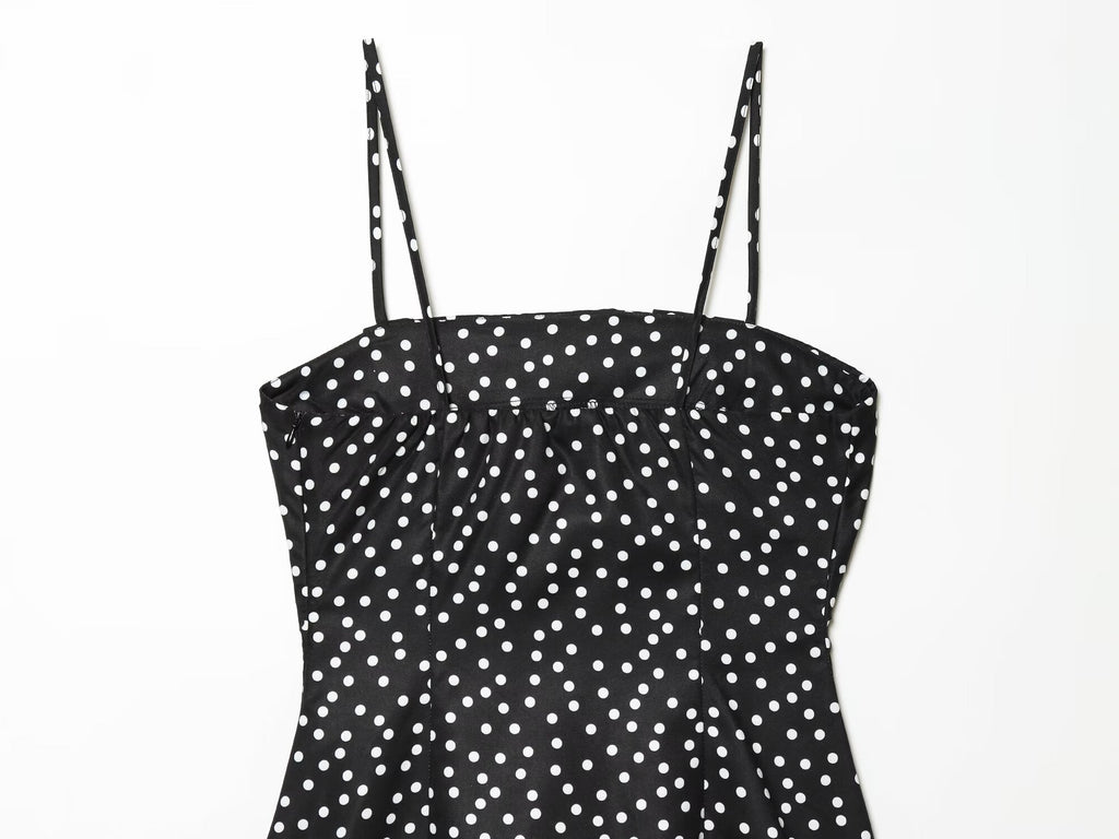 Women's polka dot suspender mini dress