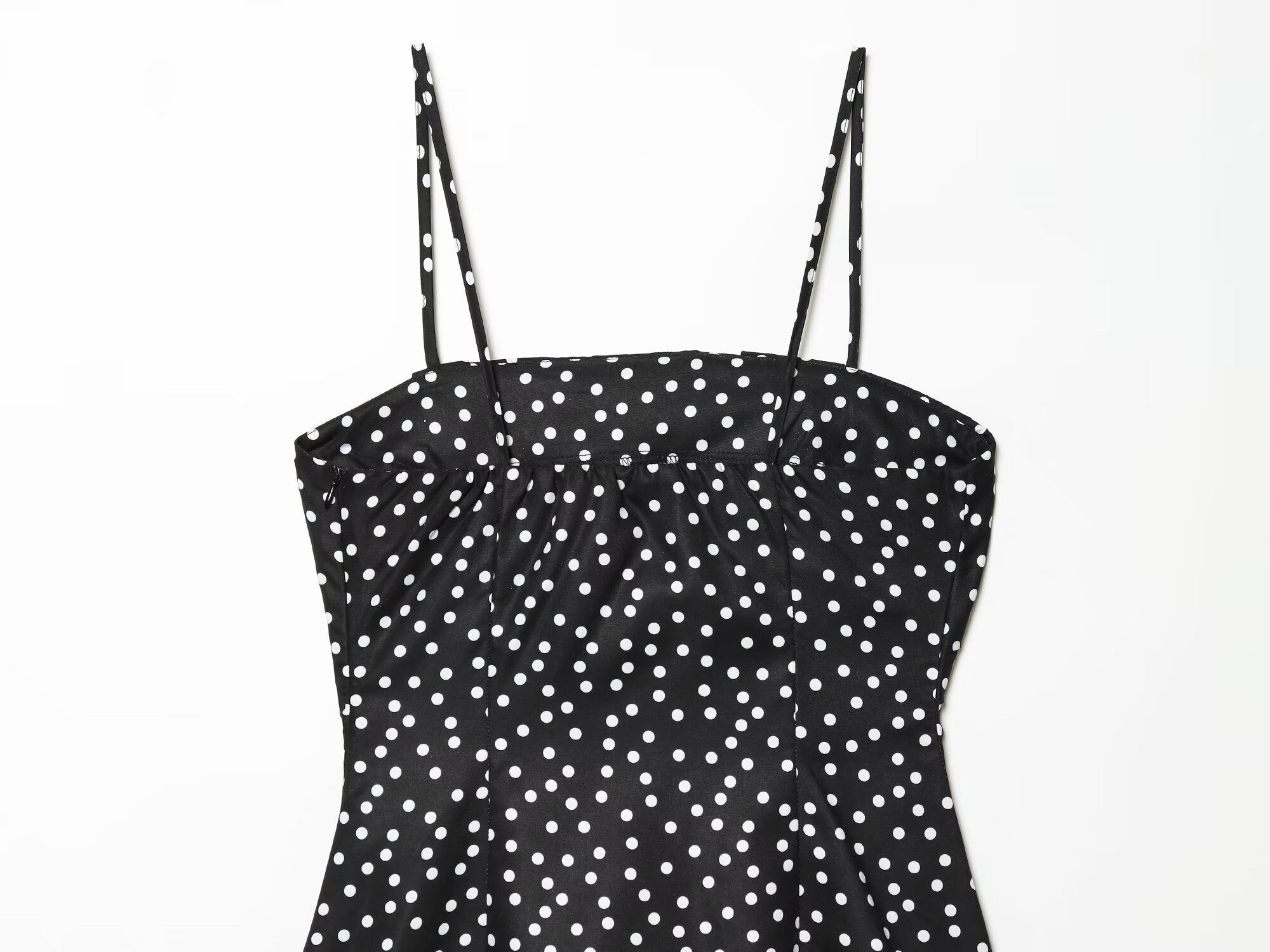 Women's polka dot suspender mini dress